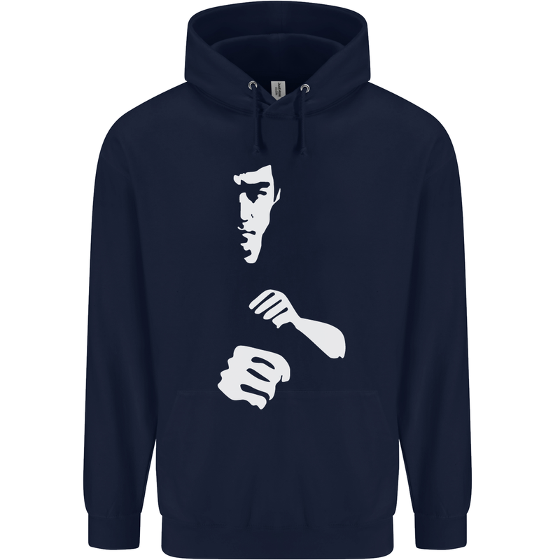 Martial Arts Silhouette MMA Jeet Kune Do Mens 80% Cotton Hoodie Navy Blue