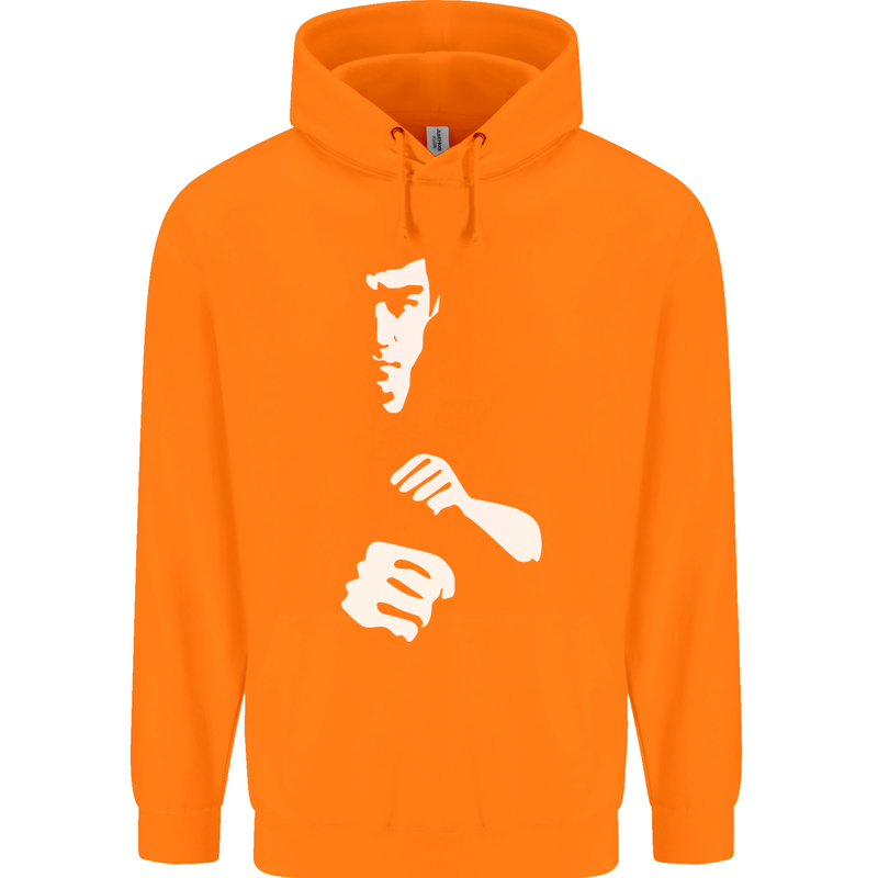 Martial Arts Silhouette MMA Jeet Kune Do Mens 80% Cotton Hoodie Orange