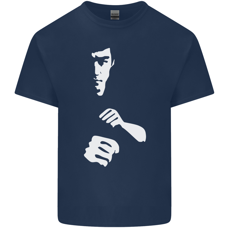 Martial Arts Silhouette MMA Jeet Kune Do Mens Cotton T-Shirt Tee Top Navy Blue
