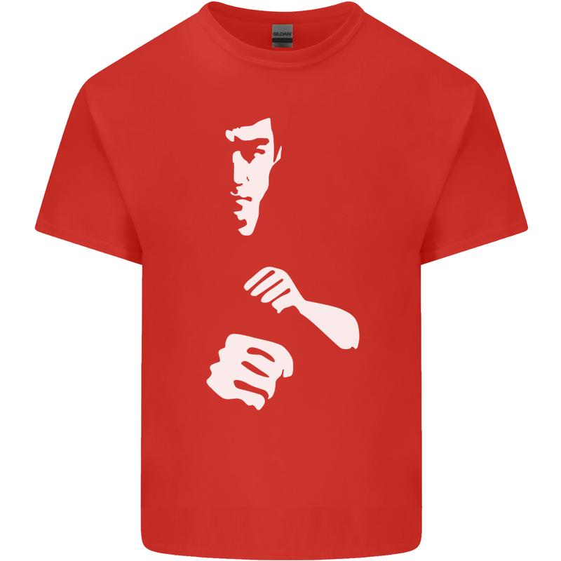 Martial Arts Silhouette MMA Jeet Kune Do Mens Cotton T-Shirt Tee Top Red