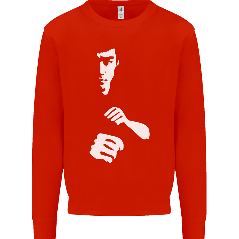 Martial Arts Silhouette MMA Jeet Kune Do Mens Sweatshirt Jumper Bright Red