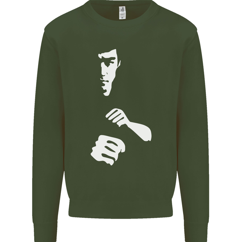 Martial Arts Silhouette MMA Jeet Kune Do Mens Sweatshirt Jumper Forest Green