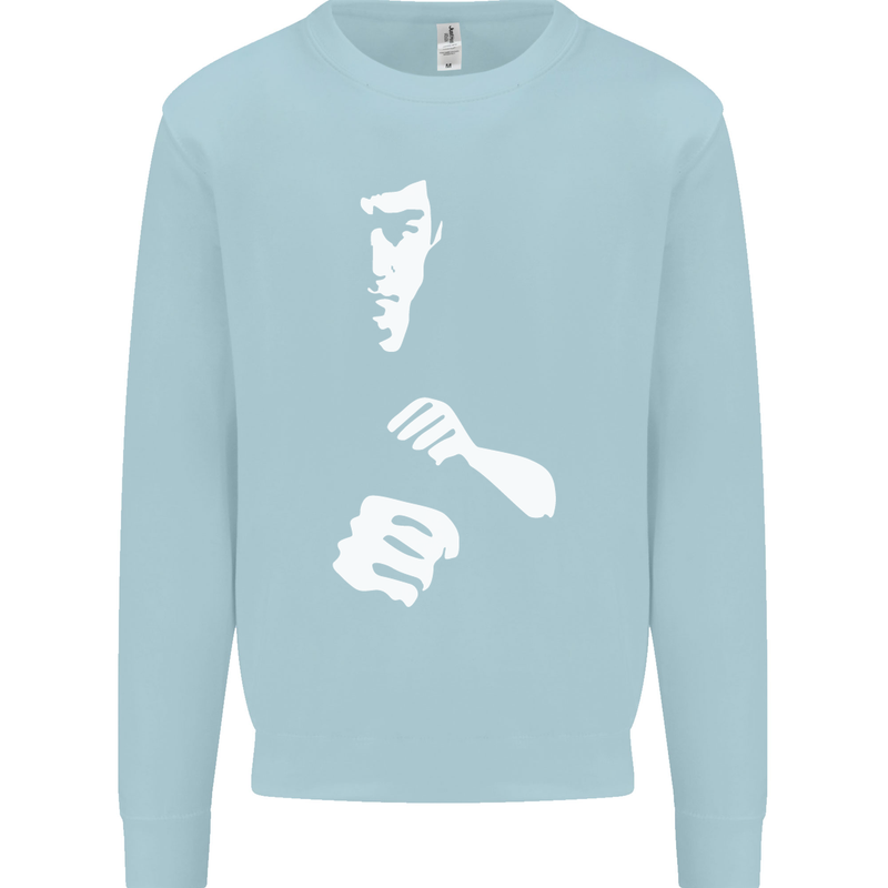 Martial Arts Silhouette MMA Jeet Kune Do Mens Sweatshirt Jumper Light Blue