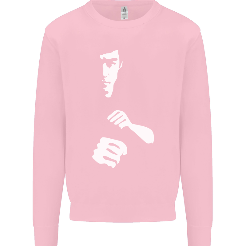Martial Arts Silhouette MMA Jeet Kune Do Mens Sweatshirt Jumper Light Pink