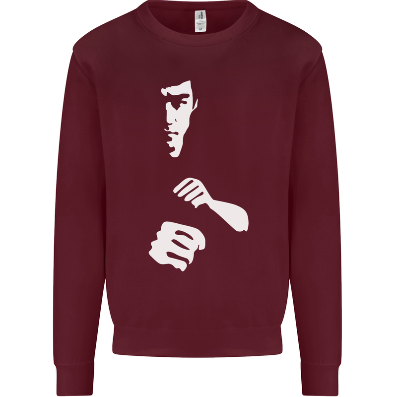 Martial Arts Silhouette MMA Jeet Kune Do Mens Sweatshirt Jumper Maroon