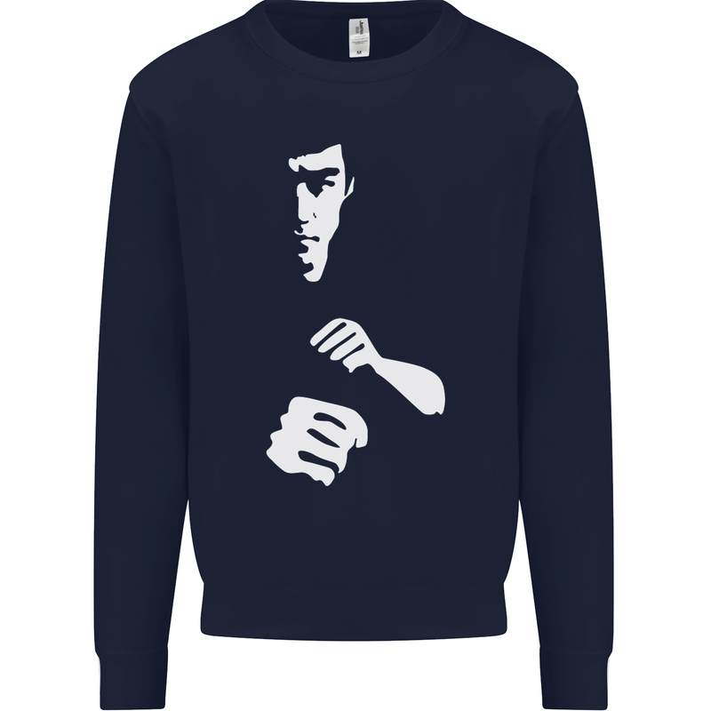 Martial Arts Silhouette MMA Jeet Kune Do Mens Sweatshirt Jumper Navy Blue