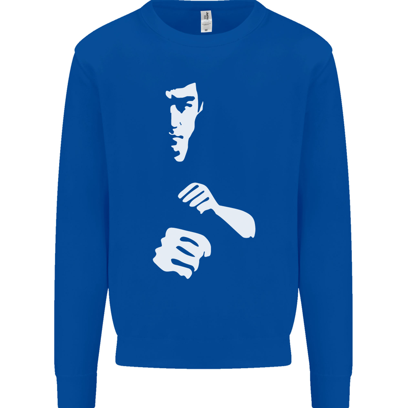 Martial Arts Silhouette MMA Jeet Kune Do Mens Sweatshirt Jumper Royal Blue