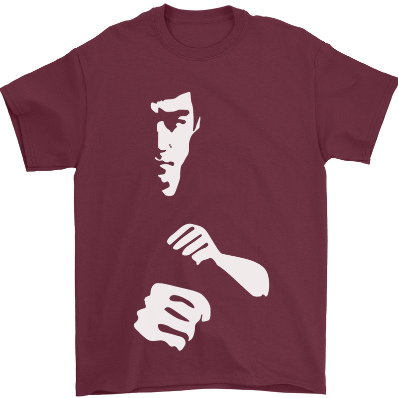 Martial Arts Silhouette MMA Jeet Kune Do Mens T-Shirt Cotton Gildan Maroon
