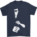 Martial Arts Silhouette MMA Jeet Kune Do Mens T-Shirt Cotton Gildan Navy Blue