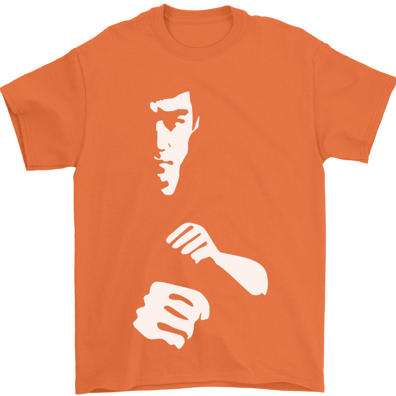 Martial Arts Silhouette MMA Jeet Kune Do Mens T-Shirt Cotton Gildan Orange