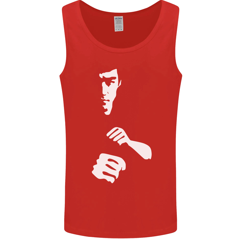 Martial Arts Silhouette MMA Jeet Kune Do Mens Vest Tank Top Red