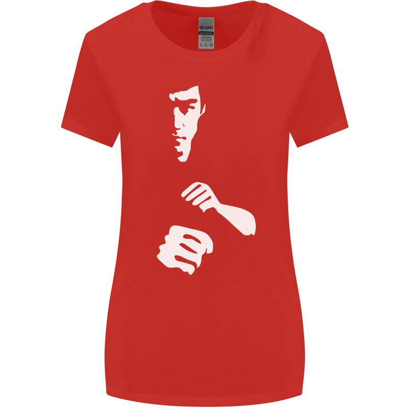 Martial Arts Silhouette MMA Jeet Kune Do Womens Wider Cut T-Shirt Red