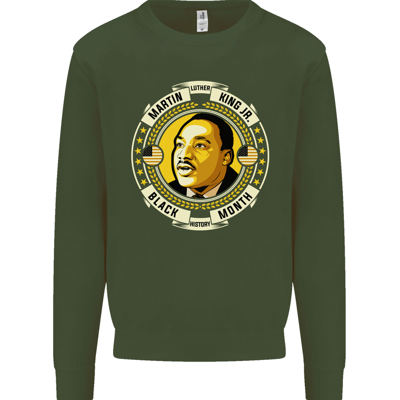 Martin Luther King Black History Month Kids Sweatshirt Jumper Forest Green