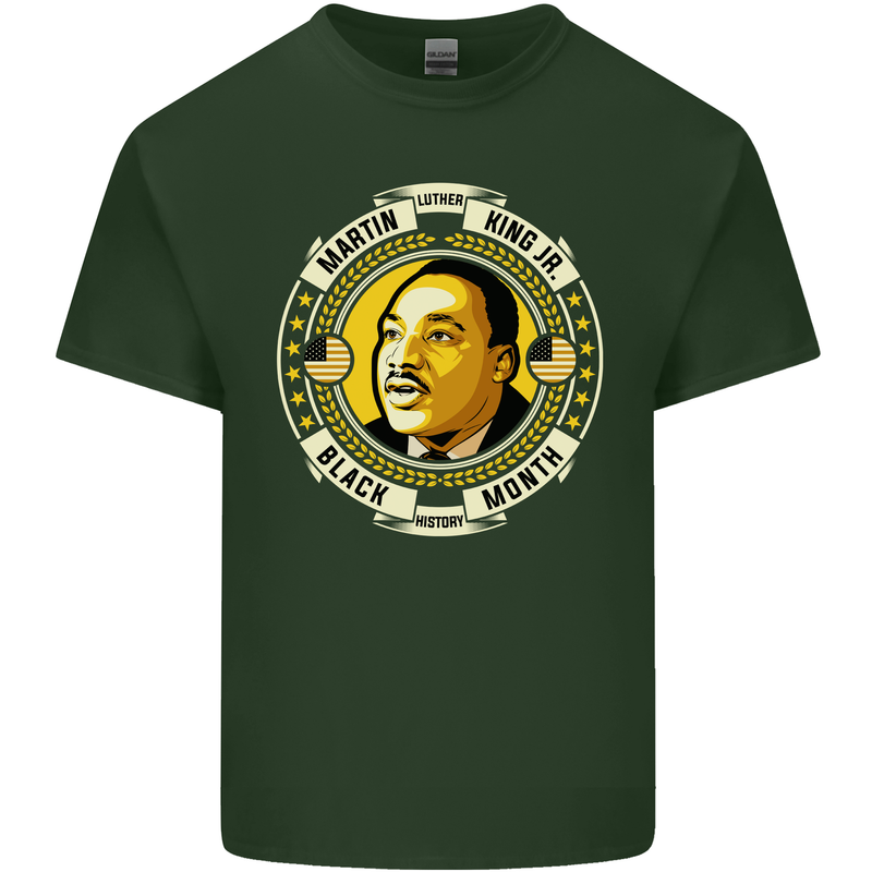 Martin Luther King Black History Month Mens Cotton T-Shirt Tee Top Forest Green