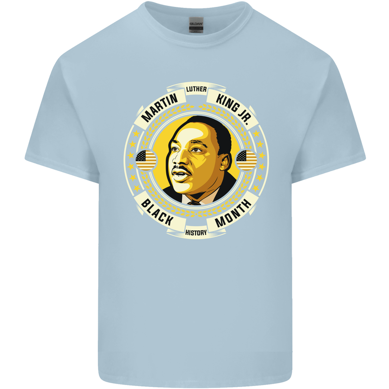 Martin Luther King Black History Month Mens Cotton T-Shirt Tee Top Light Blue