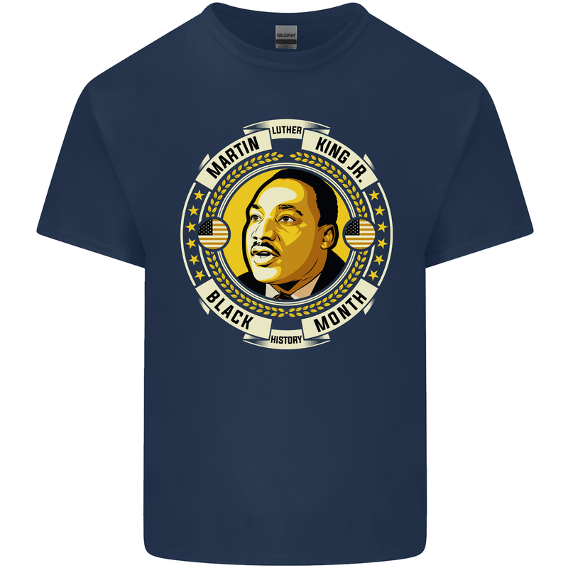 Martin Luther King Black History Month Mens Cotton T-Shirt Tee Top Navy Blue