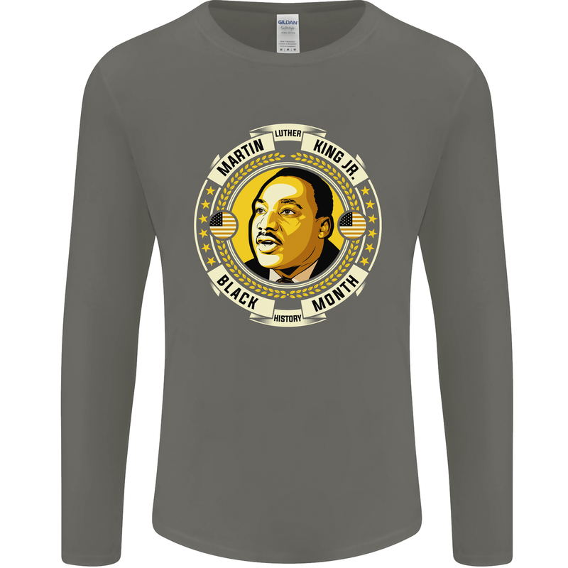 Martin Luther King Black History Month Mens Long Sleeve T-Shirt Charcoal