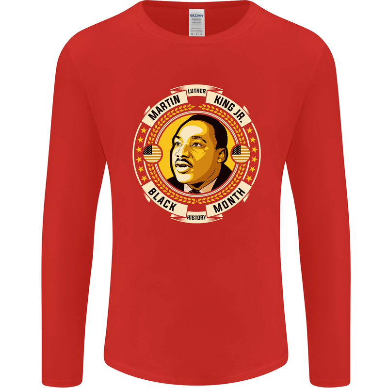 Martin Luther King Black History Month Mens Long Sleeve T-Shirt Red