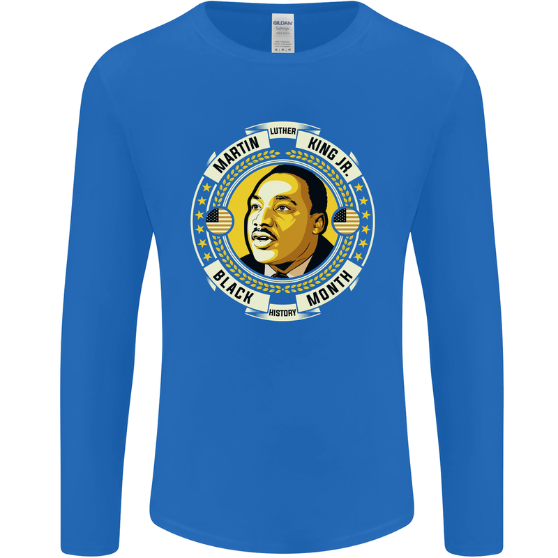 Martin Luther King Black History Month Mens Long Sleeve T-Shirt Royal Blue