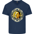 Martin Luther King Black History Month Mens V-Neck Cotton T-Shirt Navy Blue