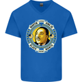 Martin Luther King Black History Month Mens V-Neck Cotton T-Shirt Royal Blue