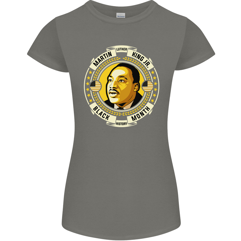 Martin Luther King Black History Month Womens Petite Cut T-Shirt Charcoal