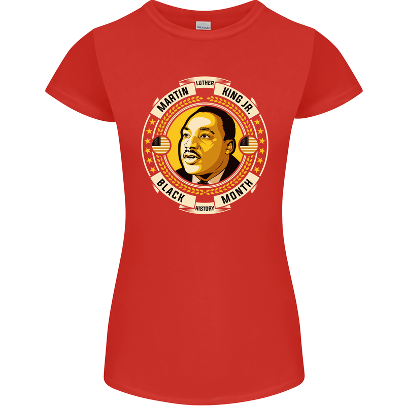 Martin Luther King Black History Month Womens Petite Cut T-Shirt Red