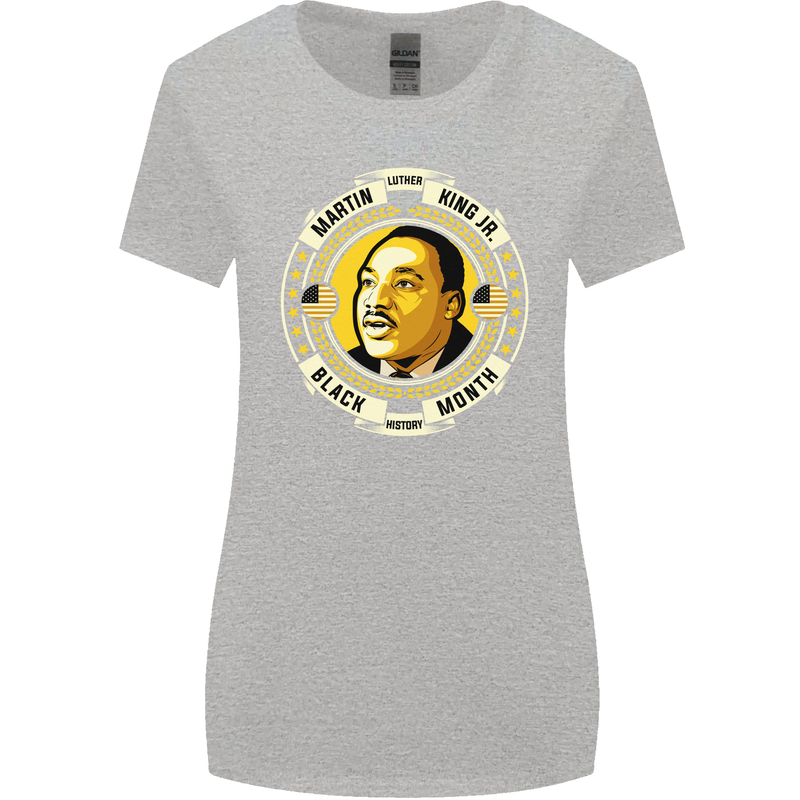 Martin Luther King Black History Month Womens Wider Cut T-Shirt Sports Grey