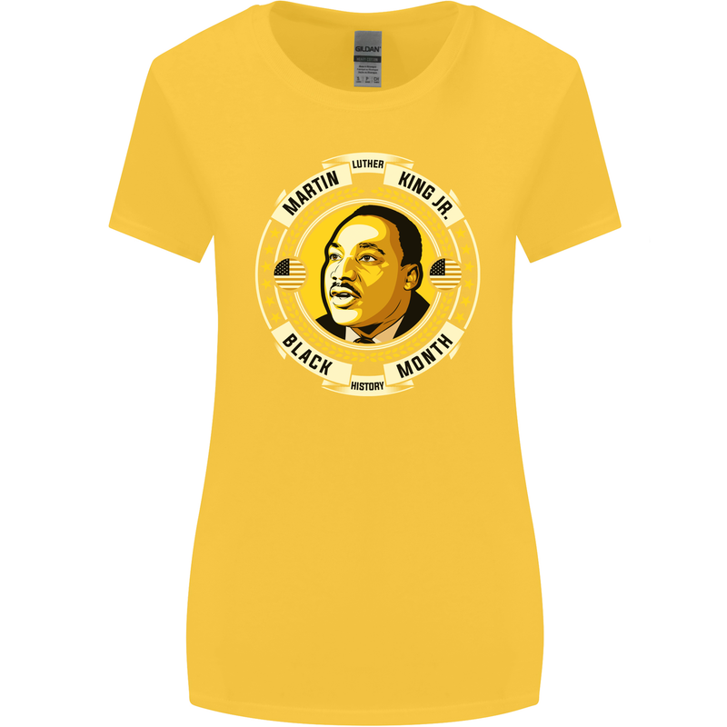 Martin Luther King Black History Month Womens Wider Cut T-Shirt Yellow