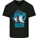 Master Hedgehog Funny Movie Parody Mens V-Neck Cotton T-Shirt Black