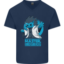 Master Hedgehog Funny Movie Parody Mens V-Neck Cotton T-Shirt Navy Blue