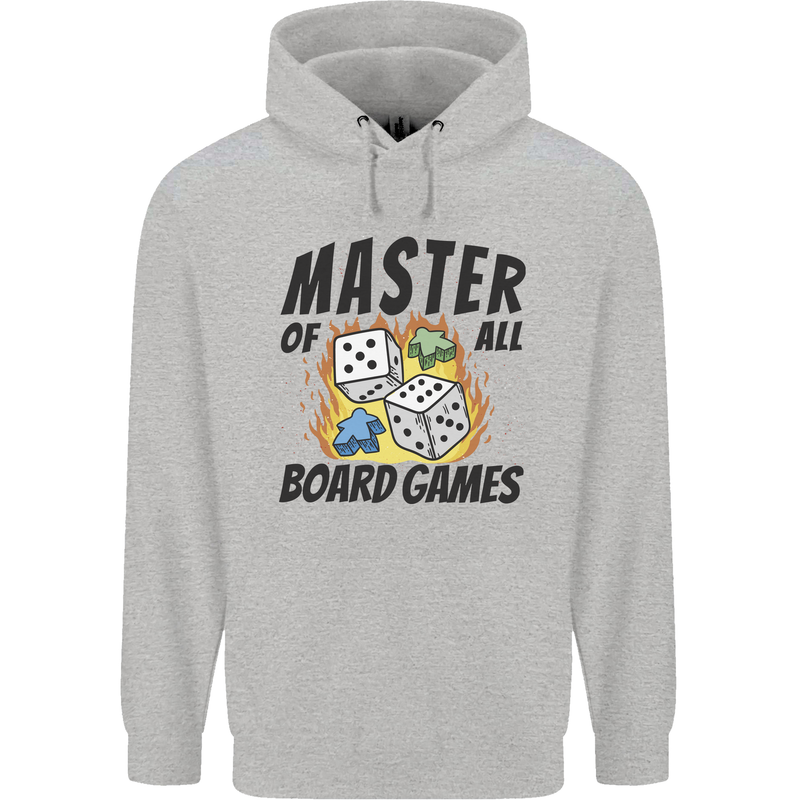 Master of All Board Games Childrens Kids Hoodie Sports Grey