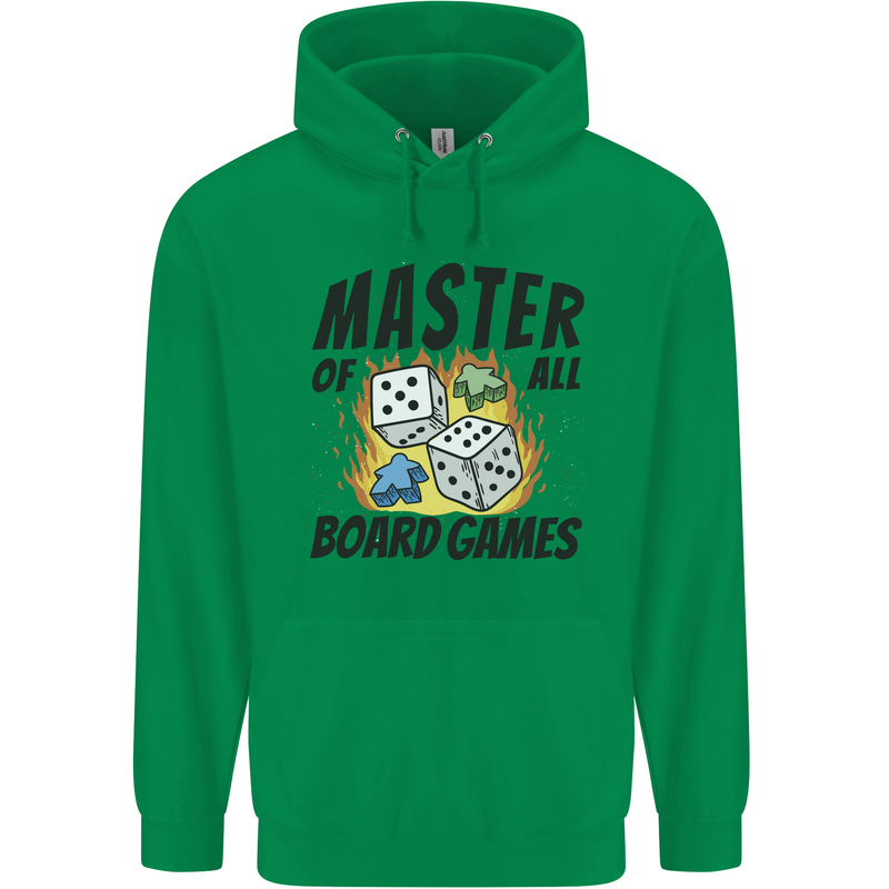 Master of All Board Games Mens 80% Cotton Hoodie Irish Green