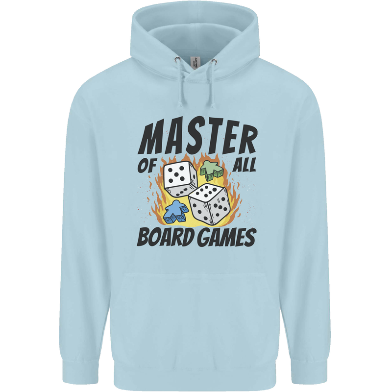 Master of All Board Games Mens 80% Cotton Hoodie Light Blue