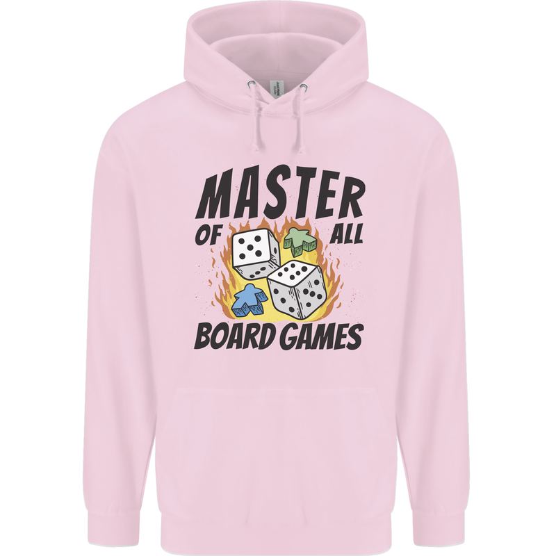 Master of All Board Games Mens 80% Cotton Hoodie Light Pink
