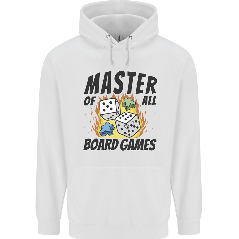 Master of All Board Games Mens 80% Cotton Hoodie White