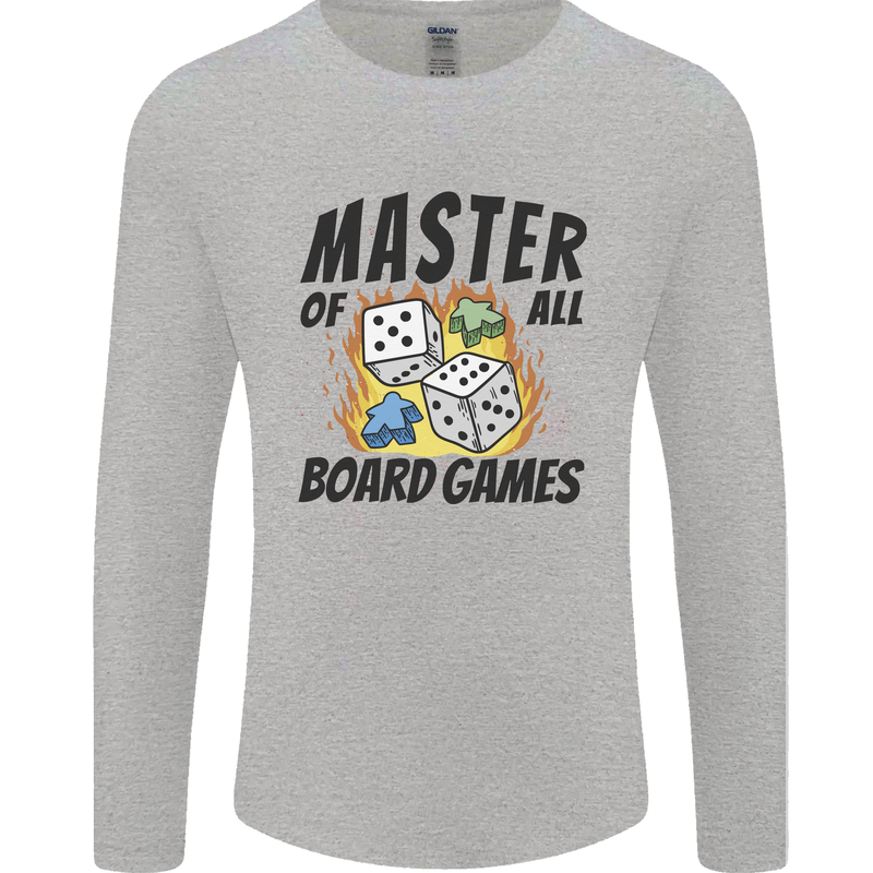 Master of All Board Games Mens Long Sleeve T-Shirt Sports Grey
