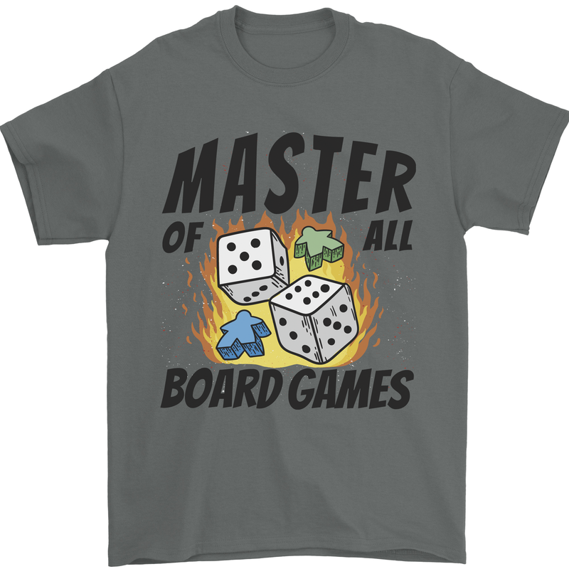 Master of All Board Games Mens T-Shirt 100% Cotton Charcoal