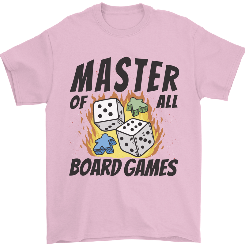 Master of All Board Games Mens T-Shirt 100% Cotton Light Pink
