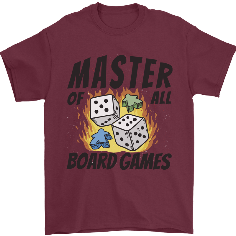 Master of All Board Games Mens T-Shirt 100% Cotton Maroon