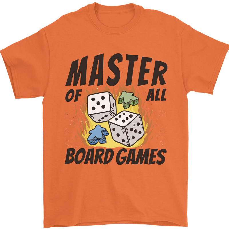 Master of All Board Games Mens T-Shirt 100% Cotton Orange