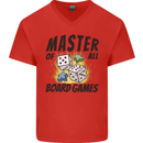Master of All Board Games Mens V-Neck Cotton T-Shirt Red