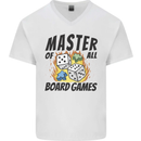 Master of All Board Games Mens V-Neck Cotton T-Shirt White
