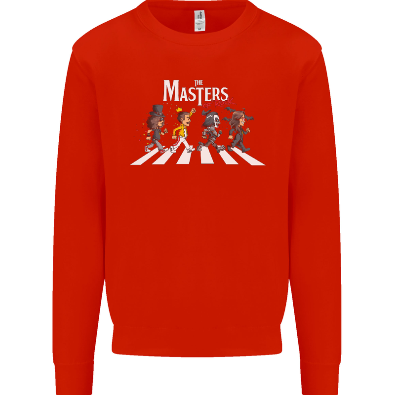 Masters of Rock Band Music Heavy Metal Kids Sweatshirt Jumper Bright Red