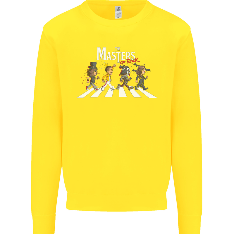 Masters of Rock Band Music Heavy Metal Kids Sweatshirt Jumper Yellow