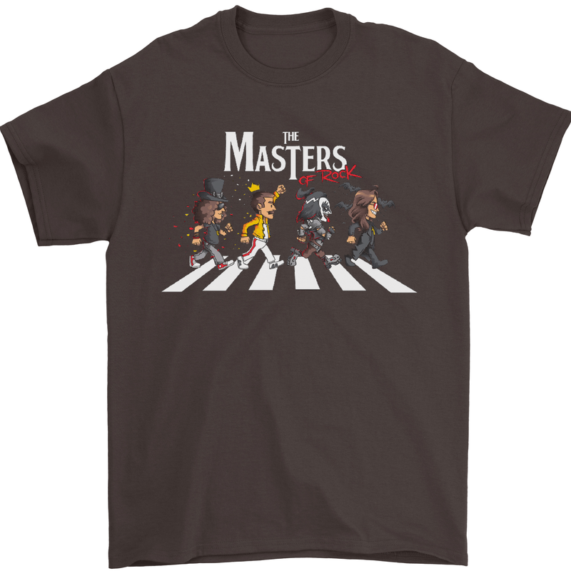 Masters of Rock Band Music Heavy Metal Mens T-Shirt Cotton Gildan Dark Chocolate