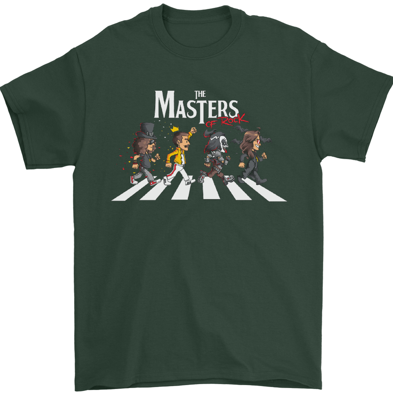 Masters of Rock Band Music Heavy Metal Mens T-Shirt Cotton Gildan Forest Green