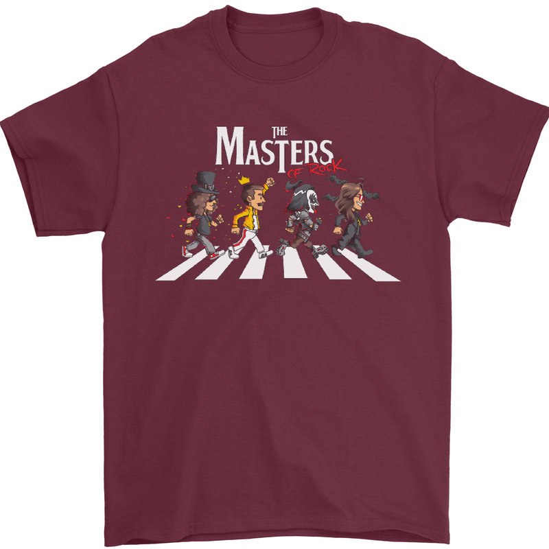 Masters of Rock Band Music Heavy Metal Mens T-Shirt Cotton Gildan Maroon