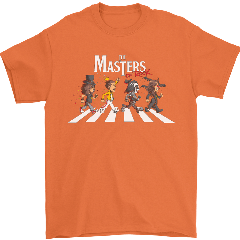 Masters of Rock Band Music Heavy Metal Mens T-Shirt Cotton Gildan Orange