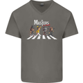 Masters of Rock Band Music Heavy Metal Mens V-Neck Cotton T-Shirt Charcoal
